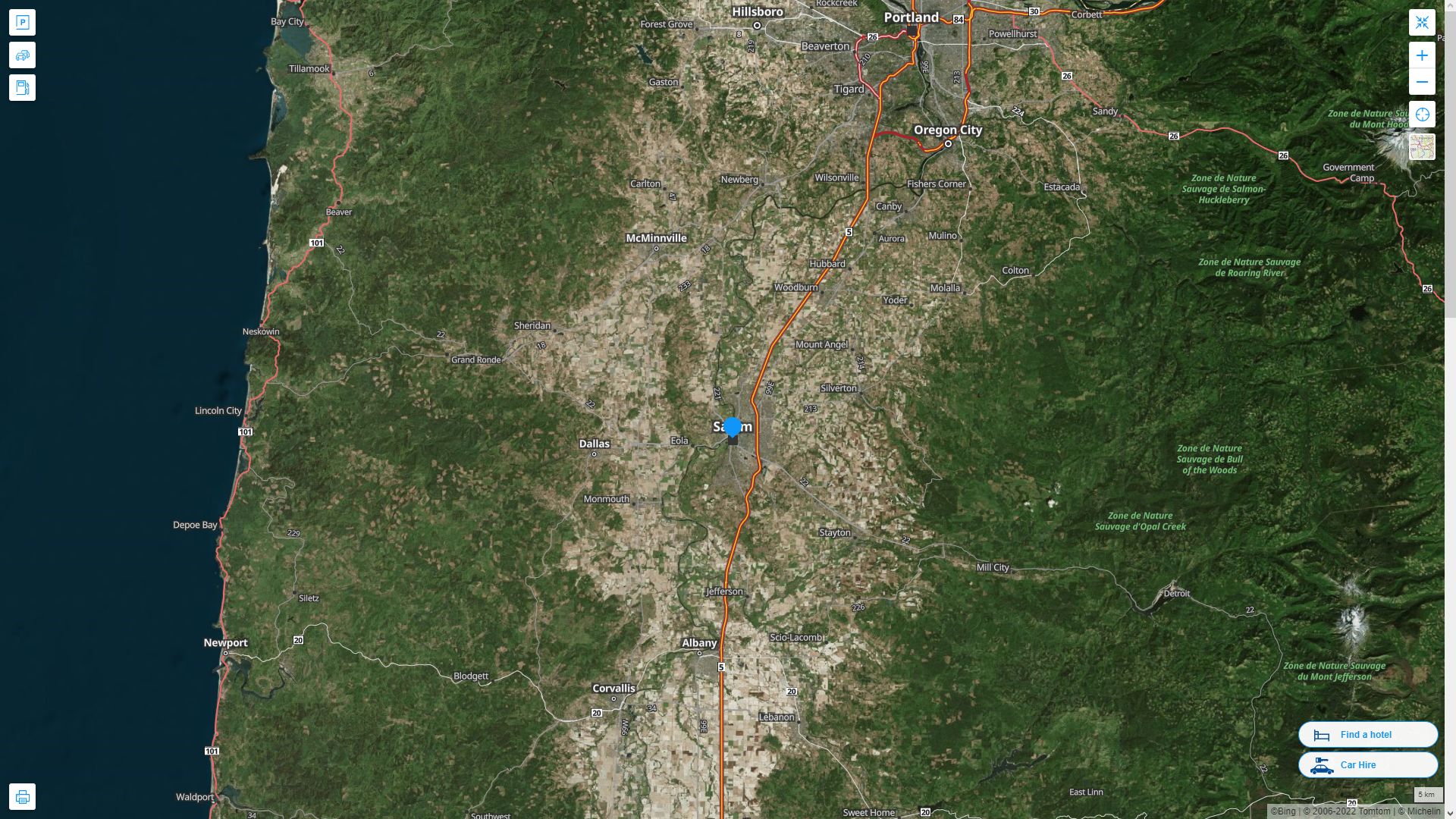 Salem Oregon Highway and Road Map with Satellite View